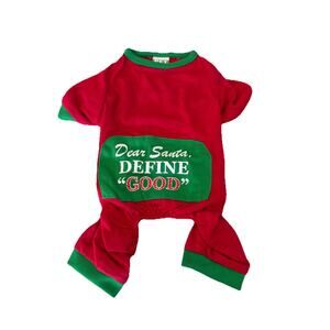 PET SPIRIT Christmas PAJAMAS "Dear Santa DEFINE GOOD" Red Puppy/Dog Small